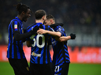 Kristjan Aslani of Inter Milan celebrates after scoring his team's second goal during the Coppa Italia Frecciarossa match between Inter Mila...