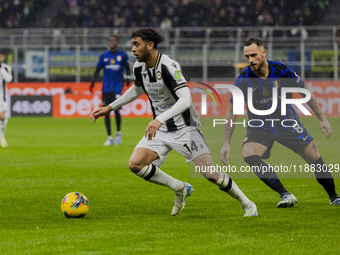 Arthur Atta plays during the Coppa Italia match between FC Internazionale and Udinese Calcio at Giuseppe Meazza Stadium in Milano, Italy, on...