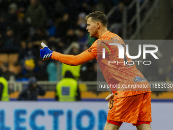 Josep Martinez plays during the Coppa Italia match between FC Internazionale and Udinese Calcio in Milano, Italy, on December 19, 2024, at G...