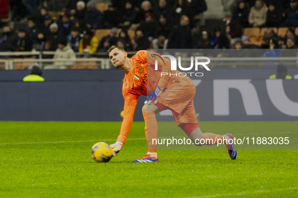 Josep Martinez plays during the Coppa Italia match between FC Internazionale and Udinese Calcio in Milano, Italy, on December 19, 2024, at G...