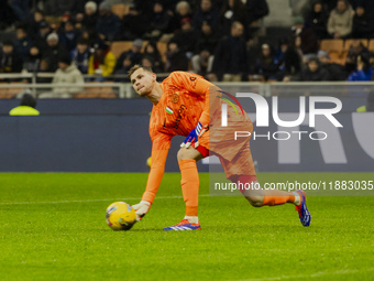 Josep Martinez plays during the Coppa Italia match between FC Internazionale and Udinese Calcio in Milano, Italy, on December 19, 2024, at G...