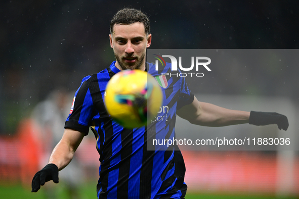 Carlos Augusto of Inter Milan is in action during the Coppa Italia Frecciarossa match between Inter Milan and Udinese Calcio at Giuseppe Mea...