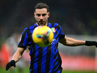 Carlos Augusto of Inter Milan is in action during the Coppa Italia Frecciarossa match between Inter Milan and Udinese Calcio at Giuseppe Mea...