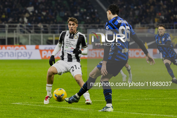 Iker Bravo plays during the Coppa Italia match between FC Internazionale and Udinese Calcio at Giuseppe Meazza Stadium in Milano, Italy, on...