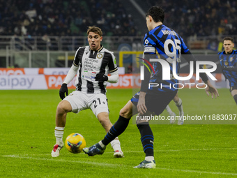 Iker Bravo plays during the Coppa Italia match between FC Internazionale and Udinese Calcio at Giuseppe Meazza Stadium in Milano, Italy, on...