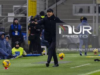 Simone Inzaghi participates in the Coppa Italia match between FC Internazionale and Udinese Calcio at Giuseppe Meazza Stadium in Milano, Ita...