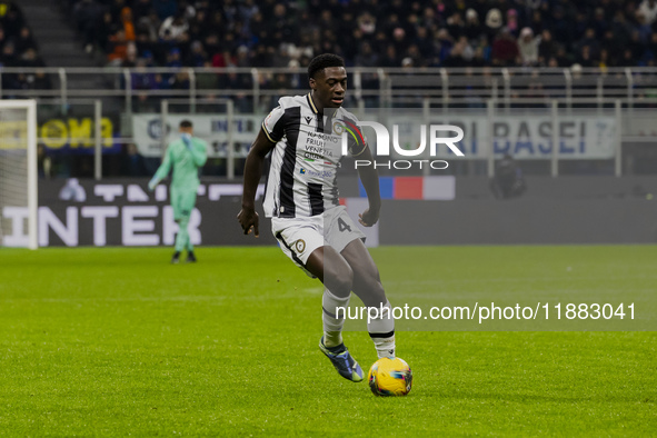 James Abankwah plays during the Coppa Italia match between FC Internazionale and Udinese Calcio at Giuseppe Meazza Stadium in Milano, Italy,...