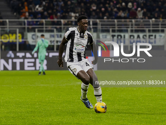 James Abankwah plays during the Coppa Italia match between FC Internazionale and Udinese Calcio at Giuseppe Meazza Stadium in Milano, Italy,...