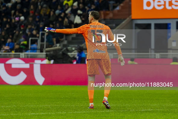 Josep Martinez plays during the Coppa Italia match between FC Internazionale and Udinese Calcio in Milano, Italy, on December 19, 2024, at G...