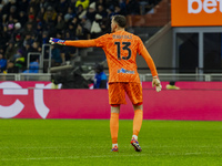 Josep Martinez plays during the Coppa Italia match between FC Internazionale and Udinese Calcio in Milano, Italy, on December 19, 2024, at G...