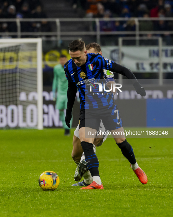 Piotr Zielinski plays during the Coppa Italia match between FC Internazionale and Udinese Calcio at Giuseppe Meazza Stadium in Milano, Italy...