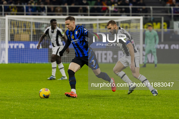 Piotr Zielinski plays during the Coppa Italia match between FC Internazionale and Udinese Calcio at Giuseppe Meazza Stadium in Milano, Italy...