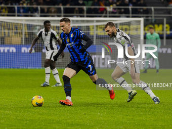 Piotr Zielinski plays during the Coppa Italia match between FC Internazionale and Udinese Calcio at Giuseppe Meazza Stadium in Milano, Italy...