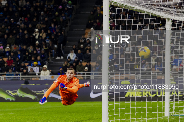 Josep Martinez plays during the Coppa Italia match between FC Internazionale and Udinese Calcio in Milano, Italy, on December 19, 2024, at G...