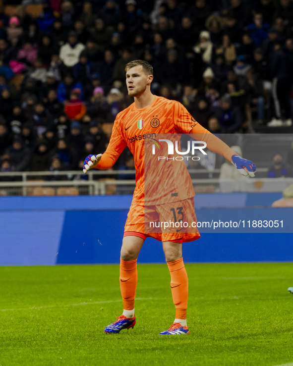 Josep Martinez plays during the Coppa Italia match between FC Internazionale and Udinese Calcio in Milano, Italy, on December 19, 2024, at G...