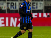 Lautaro Martinez plays during the Coppa Italia match between FC Internazionale and Udinese Calcio in Milano, Italy, on December 19, 2024, at...