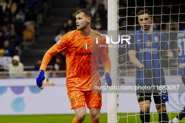 Josep Martinez plays during the Coppa Italia match between FC Internazionale and Udinese Calcio in Milano, Italy, on December 19, 2024, at G...