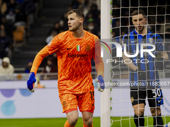 Josep Martinez plays during the Coppa Italia match between FC Internazionale and Udinese Calcio in Milano, Italy, on December 19, 2024, at G...