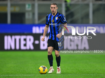 Davide Frattesi of Inter Milan is in action during the Coppa Italia Frecciarossa match between Inter Milan and Udinese Calcio at Giuseppe Me...