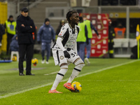 Jordan Zemura plays during the Coppa Italia match between FC Internazionale and Udinese Calcio at Giuseppe Meazza Stadium in Milano, Italy,...