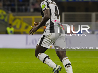 James Abankwah plays during the Coppa Italia match between FC Internazionale and Udinese Calcio at Giuseppe Meazza Stadium in Milano, Italy,...