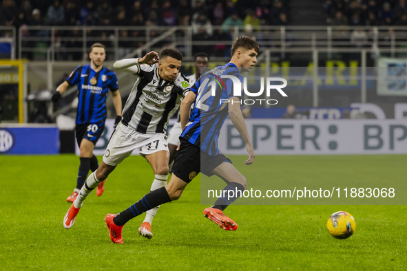 Tomas Palacios plays during the Coppa Italia match between FC Internazionale and Udinese Calcio in Milano, Italy, on December 19, 2024, at G...