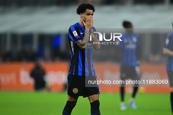 Tajon Buchanan of Inter Milan looks on during the Coppa Italia Frecciarossa match between Inter Milan and Udinese Calcio at Giuseppe Meazza...