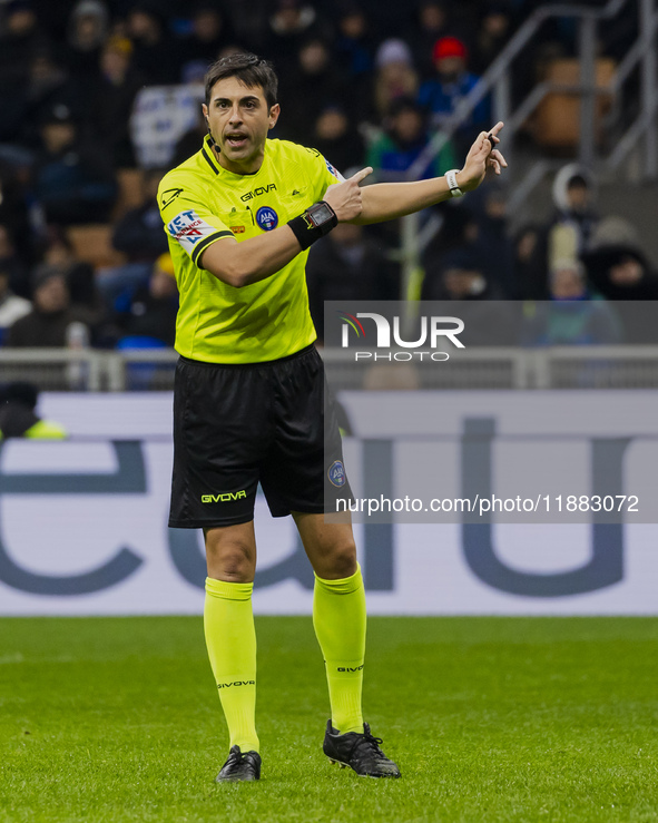 Luca Massimi participates in the Coppa Italia match between FC Internazionale and Udinese Calcio in Milano, Italy, on December 19, 2024, at...