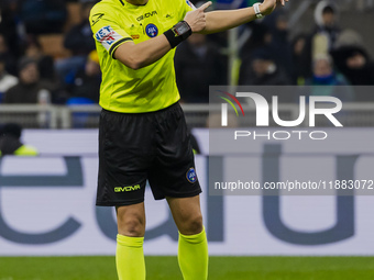 Luca Massimi participates in the Coppa Italia match between FC Internazionale and Udinese Calcio in Milano, Italy, on December 19, 2024, at...