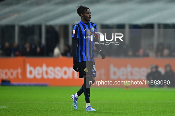 Yann Aurel Bisseck of Inter Milan looks on during the Coppa Italia Frecciarossa match between Inter Milan and Udinese Calcio at Giuseppe Mea...