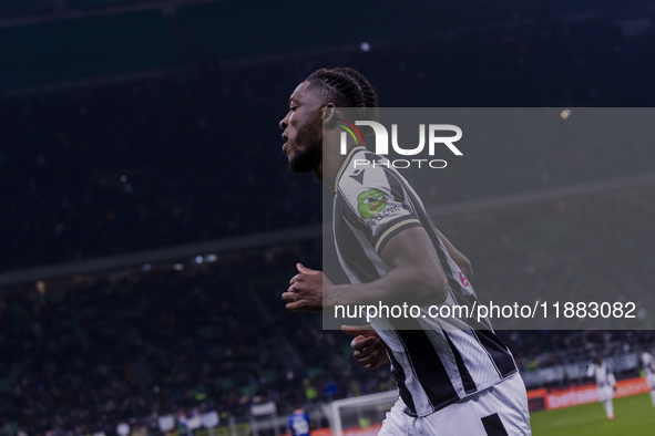 Isaak Toure is in action during the Coppa Italia match between FC Internazionale and Udinese Calcio in Milano, Italy, on December 19, 2024,...