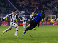 Yann Bisseck plays during the Coppa Italia match between FC Internazionale and Udinese Calcio in Milano, Italy, on December 19, 2024, at Giu...