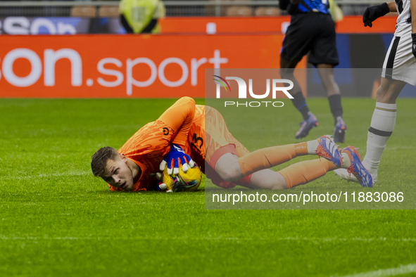 Josep Martinez plays during the Coppa Italia match between FC Internazionale and Udinese Calcio in Milano, Italy, on December 19, 2024, at G...