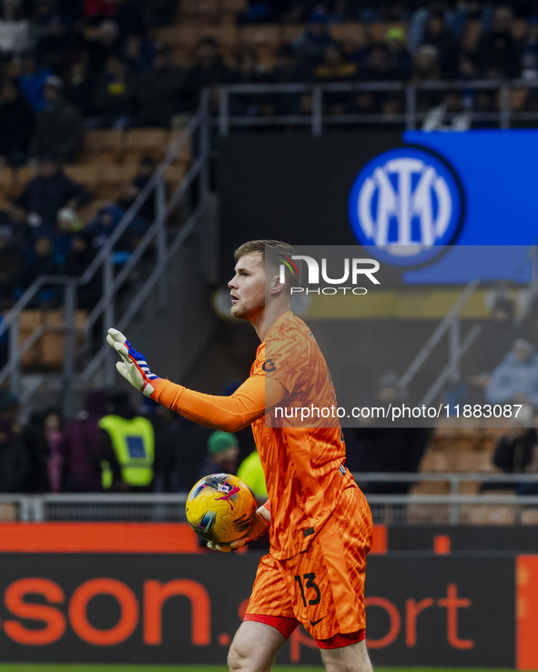 Josep Martinez plays during the Coppa Italia match between FC Internazionale and Udinese Calcio in Milano, Italy, on December 19, 2024, at G...