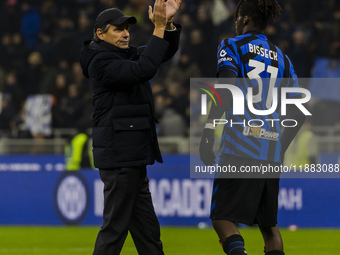 Simone Inzaghi celebrates the victory during the Coppa Italia match between FC Internazionale and Udinese Calcio at Giuseppe Meazza Stadium...