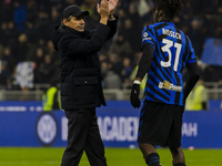 Simone Inzaghi celebrates the victory during the Coppa Italia match between FC Internazionale and Udinese Calcio at Giuseppe Meazza Stadium...