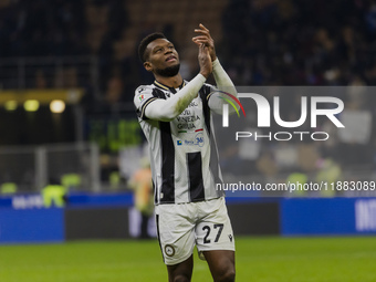 Christian Kabasele plays during the Coppa Italia match between FC Internazionale and Udinese Calcio at Giuseppe Meazza Stadium in Milano, It...