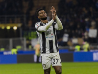 Christian Kabasele plays during the Coppa Italia match between FC Internazionale and Udinese Calcio at Giuseppe Meazza Stadium in Milano, It...