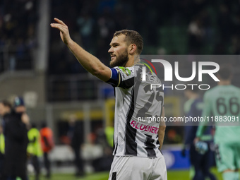 Jesper Karlstrom plays during the Coppa Italia match between FC Internazionale and Udinese Calcio at Giuseppe Meazza Stadium in Milano, Ital...