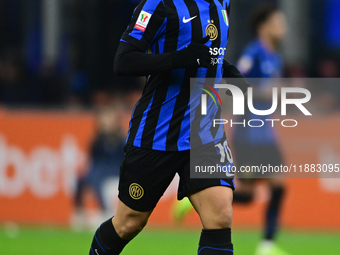 Lautaro Martinez of Inter Milan looks on during the Coppa Italia Frecciarossa match between Inter Milan and Udinese Calcio at Giuseppe Meazz...