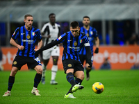 Lautaro Martinez of Inter Milan is in action during the Coppa Italia Frecciarossa match between Inter Milan and Udinese Calcio at Giuseppe M...