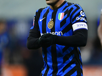 Lautaro Martinez of Inter Milan looks on during the Coppa Italia Frecciarossa match between Inter Milan and Udinese Calcio at Giuseppe Meazz...