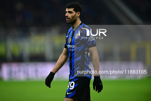 Mehdi Taremi of Inter Milan looks on during the Coppa Italia Frecciarossa match between Inter Milan and Udinese Calcio at Giuseppe Meazza in...