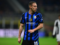 Davide Frattesi of Inter Milan looks on during the Coppa Italia Frecciarossa match between Inter Milan and Udinese Calcio at Giuseppe Meazza...