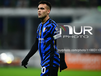 Lautaro Martinez of Inter Milan looks on during the Coppa Italia Frecciarossa match between Inter Milan and Udinese Calcio at Giuseppe Meazz...