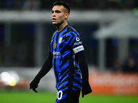 Lautaro Martinez of Inter Milan looks on during the Coppa Italia Frecciarossa match between Inter Milan and Udinese Calcio at Giuseppe Meazz...