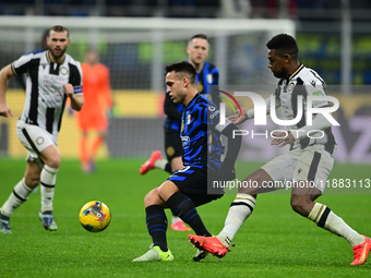 Lautaro Martinez of Inter Milan is in action during the Coppa Italia Frecciarossa match between Inter Milan and Udinese Calcio at Giuseppe M...