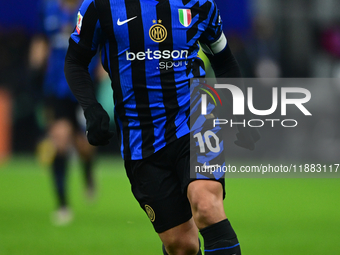 Lautaro Martinez of Inter Milan looks on during the Coppa Italia Frecciarossa match between Inter Milan and Udinese Calcio at Giuseppe Meazz...