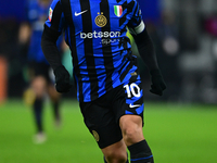 Lautaro Martinez of Inter Milan looks on during the Coppa Italia Frecciarossa match between Inter Milan and Udinese Calcio at Giuseppe Meazz...