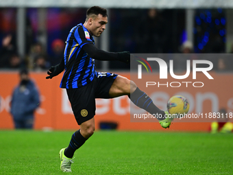 Lautaro Martinez of Inter Milan is in action during the Coppa Italia Frecciarossa match between Inter Milan and Udinese Calcio at Giuseppe M...